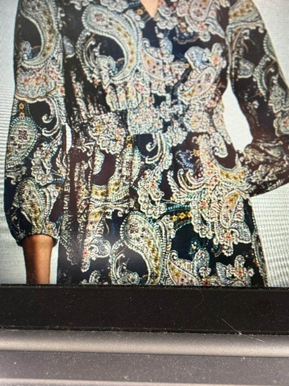 J. Jill Navy Blue Radiant Paisley Knit Midi Dress  Sz M